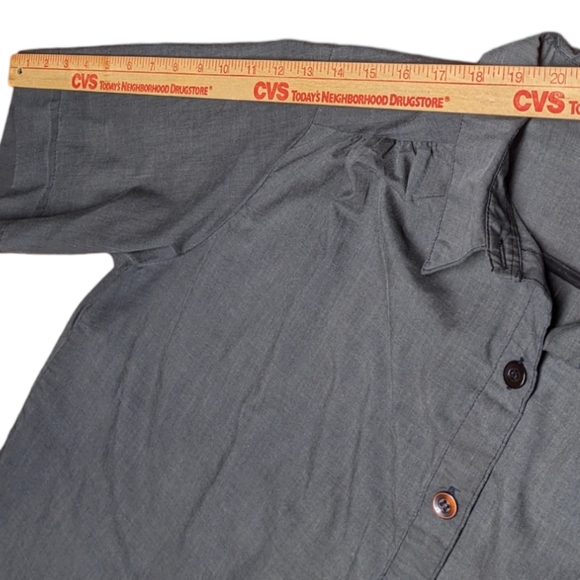 Bridge Gate Women's Size B0 Charcoal Light Black Button Down Blouse Shirt Top - Picture 2 of 9